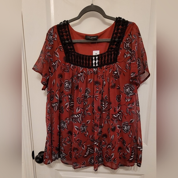 Lane Bryant Boho Chiffon Blouse Plus sz 10/12 - Picture 4 of 8